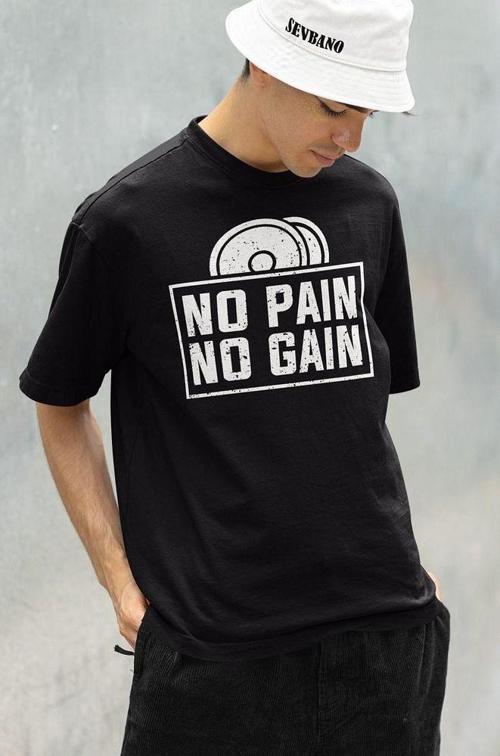 No Pain No Gain Gym Fitness Temalı Oversize Unisex Tişört