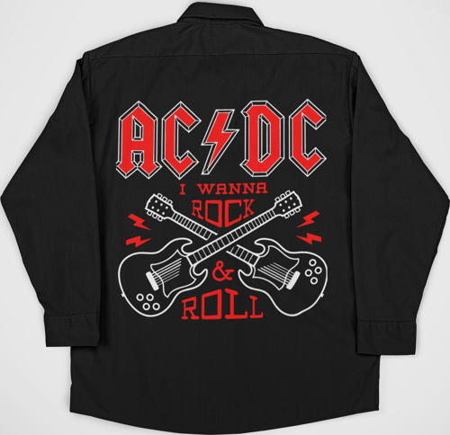 AC DC Müzik Grubu Rock & Roll Yazılı Unisex Rock Metal Baskılı Gömlek