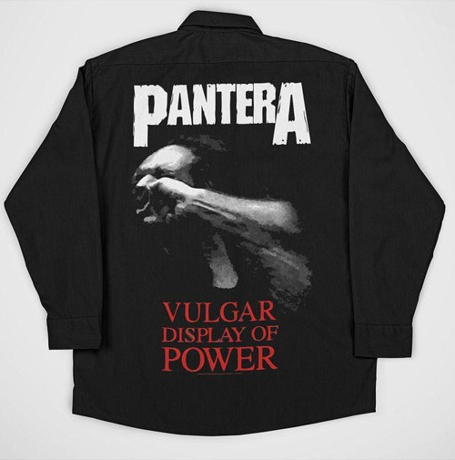 Tasarım Pantera Müzik Grubu Baskılı Unisex Rock Metal Cepli Gömlek
