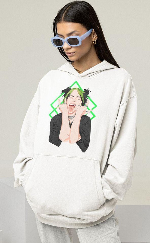 Billie Eilish Baskılı Unisex Oversize Şarkıcı Hoodie