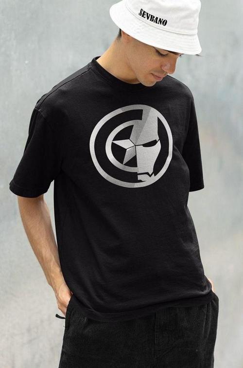 Marvel Kaptan Amerika Iron Man Baskılı Unisex Oversize Tişört