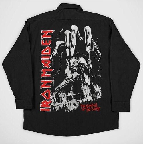 Iron Maiden Müzik Grubu Baskılı Unisex Rock Metal Cepli Gömlek