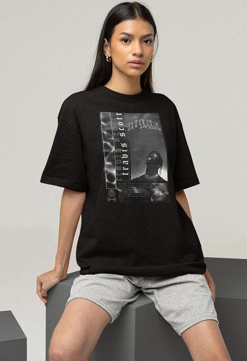 Nigga Travis Scott Rapper Baskılı Unisex Oversize Rap Tişört