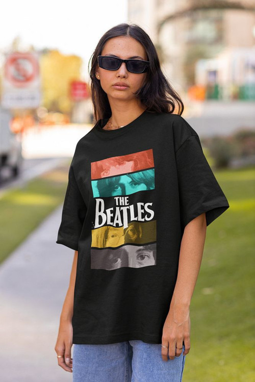 The Beatles Baskılı Unisex Tişört, Oversize Müzik Grubu Tişört