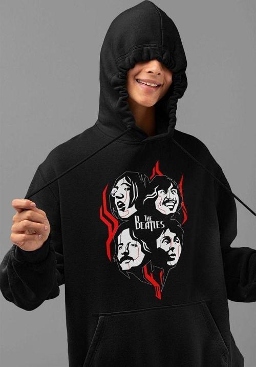 Tasarım The Beatles Müzik Grubu Baskılı Unisex Oversize Hoodie