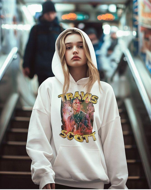 Travis Scott Rapper Baskılı Unisex Oversize Hoodie