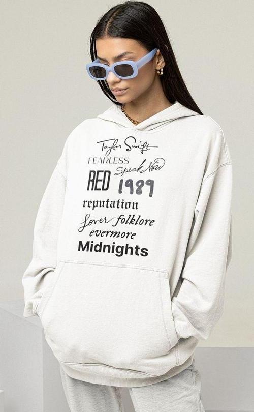 Taylor Swift Albüm İsimleri Baskılı Unisex Oversize Şarkıcı Hoodie