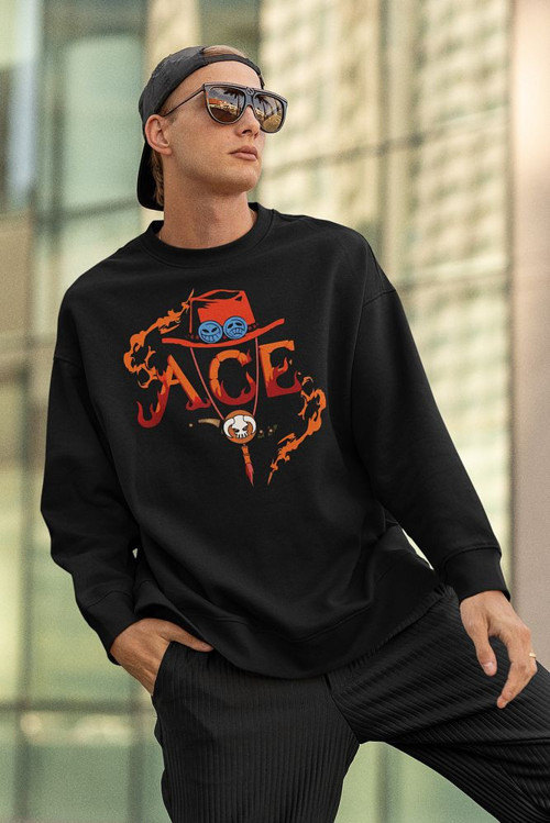 Ace Anime Karakter Baskılı Unisex Oversize Sweatshirt