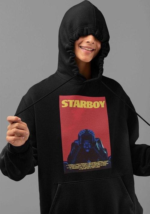 The Weeknd Starboy Baskılı Unisex Oversize Rapper Hoodie