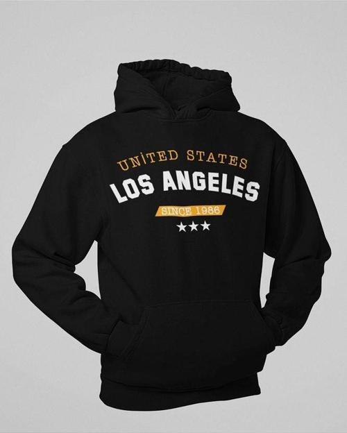 United States Los Angeles 1986 Yazılı Unisex Oversize Hoodie