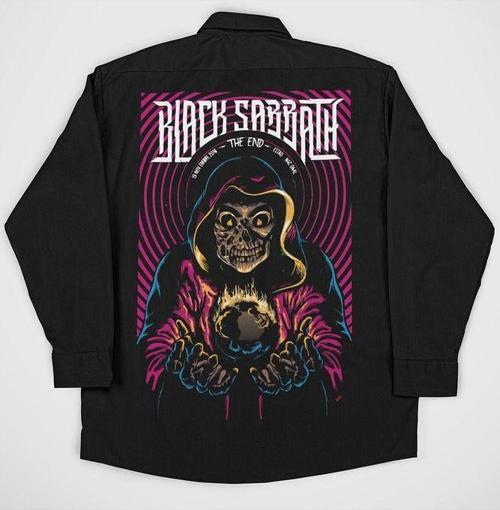 Black Sabbath The End Yazılı Müzik Grubu Baskılı Unisex Rock Metal Cepli Gömlek
