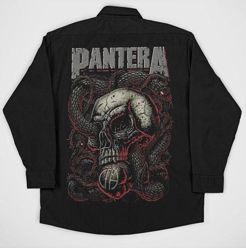 Pantera Müzik Grubu Baskılı Unisex Rock Metal Cepli Gömlek