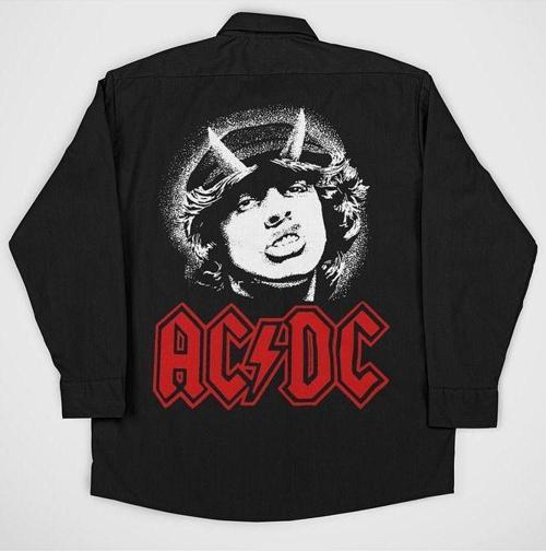 AC DC Müzik Grubu Baskılı Unisex Rock Metal Cepli Gömlek