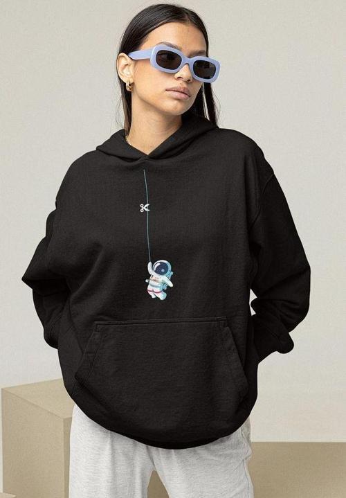 Tasarım Astronaut Baskılı Unisex Oversize Hoodie