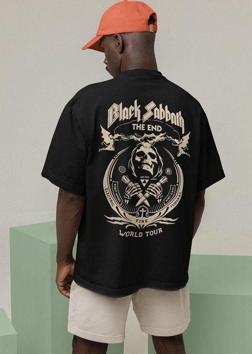 Black Sabbath The End World Tour Baskılı Unisex Oversize Rock Metal Tişört