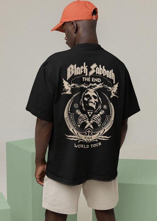 Black Sabbath The End World Tour Baskılı Unisex Oversize Rock Metal Tişört