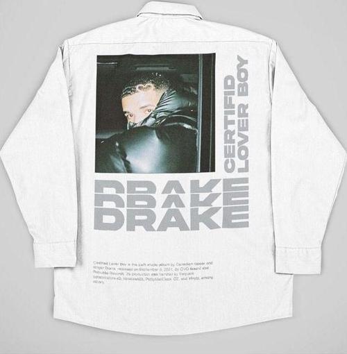 Drake Lover Boy Baskılı Unisex Rapper Cepli Gömlek