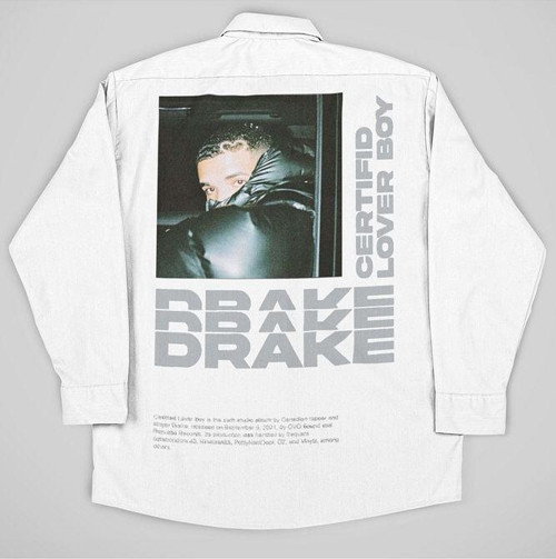 Drake Lover Boy Baskılı Unisex Rapper Cepli Gömlek