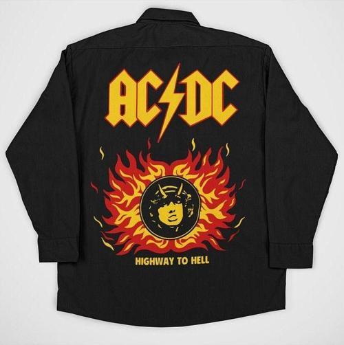 AC DC Müzik Grubu Baskılı Unisex Rock Metal Cepli Gömlek