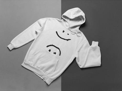 Gülen Yüz Baskılı Unisex Oversize Hoodie