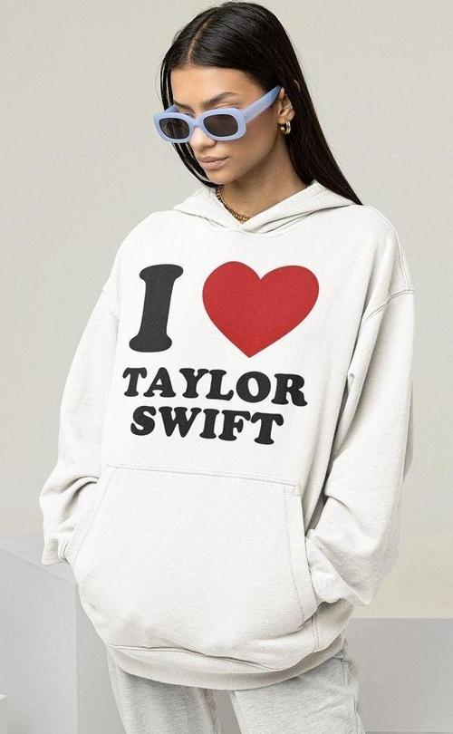 I Love Taylor Swift Baskılı Unisex Oversize Şarkıcı Hoodie