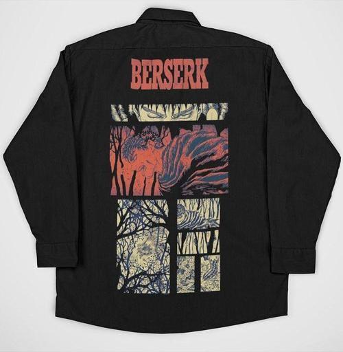 Berserk Baskılı Unisex Anime Cepli Gömlek