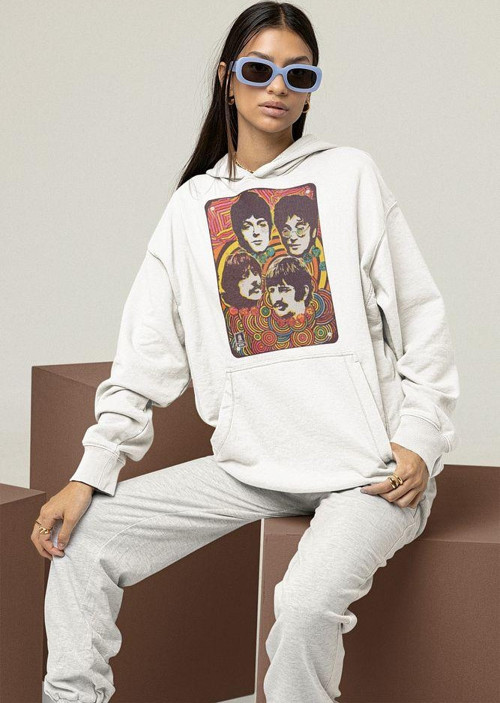 The Beatles Müzik Grubu Baskılı Unisex Hoodie, Oversize Sweatshirt