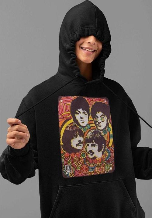 The Beatles Müzik Grubu Baskılı Unisex Hoodie, Oversize Sweatshirt
