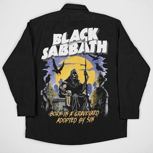 Black Sabbath Müzik Grubu Baskılı Unisex Rock Metal Cepli Gömlek