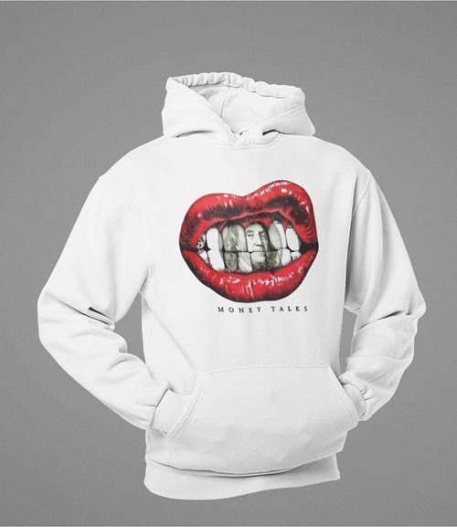 Money Talks Yazılı Unisex Oversize Hoodie