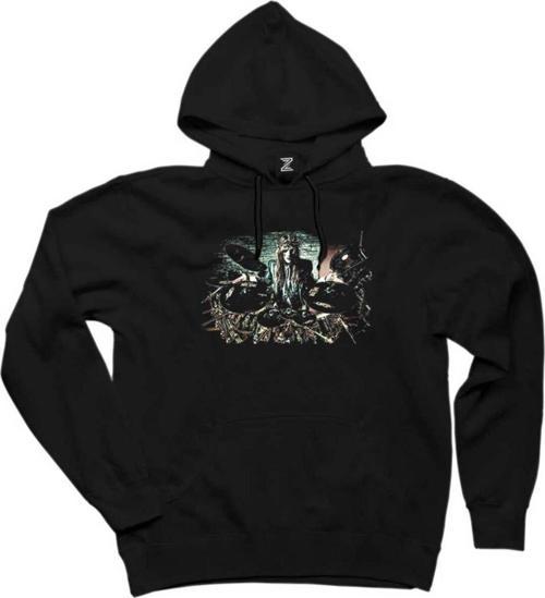 Slipknot Joey Jordison Bateri Siyah Kapşonlu Sweatshirt Hoodie