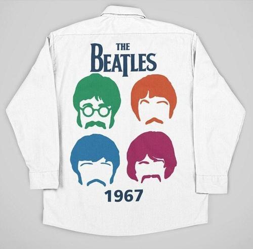 The Beatles 1967 Müzik Grubu Baskılı Unisex Cepli Gömlek
