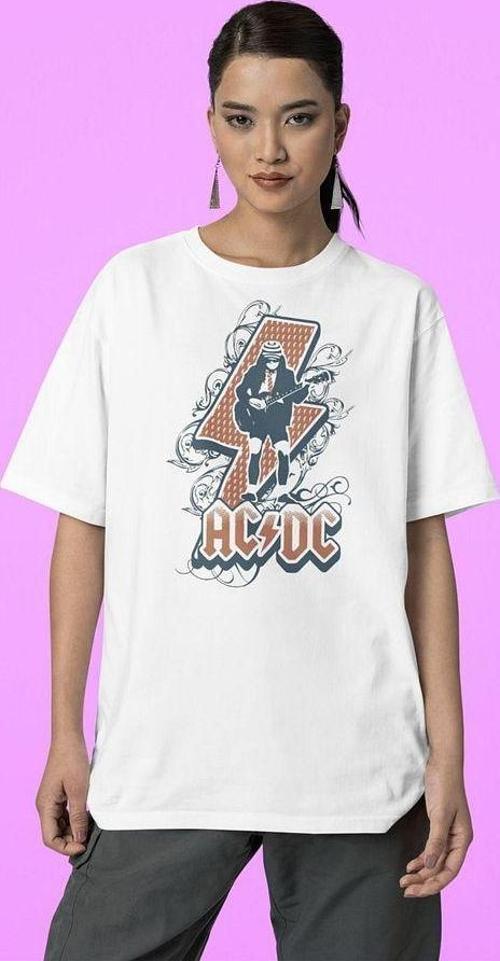 AC DC Rock Metal Grubu Baskılı Unisex Tasarım Tişört, Oversize Müzik Tişört