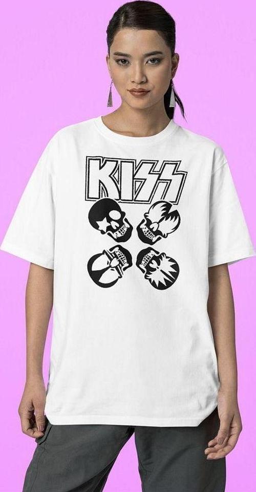 Müzik Grubu Kiss Baskılı Unisex Tişört, Oversize Rock Metal Tişört