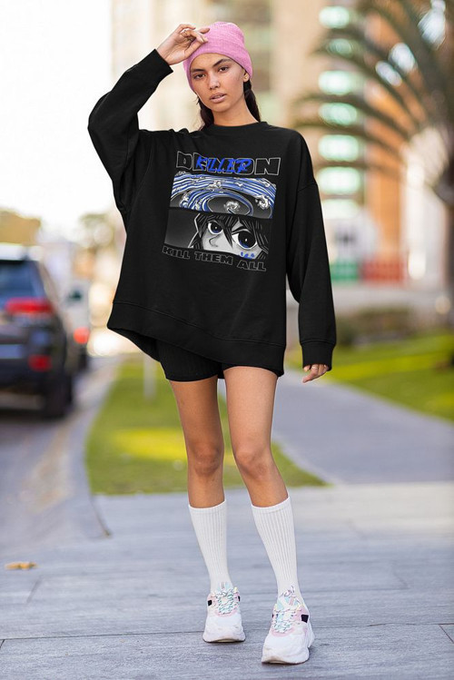 Demon Killer Yazılı Unisex Oversize Anime Sweatshirt