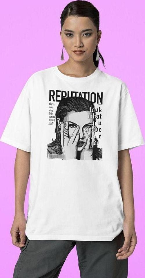 Taylor Swift Reputation Baskılı Unisex Tişört, Oversize Tişört