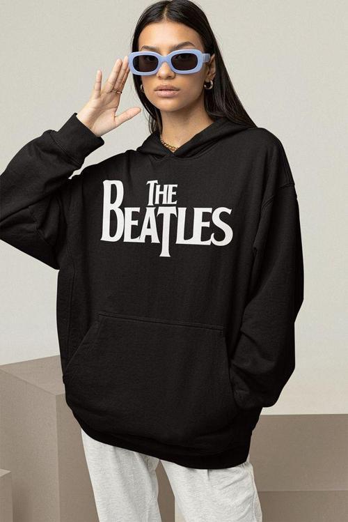 The Beatles Müzik Grubu Yazılı Unisex Oversize Hoodie