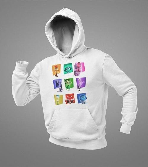 Çizgi Film Insiide Out Baskılı Unisex Oversize Ters Yüz Hoodie