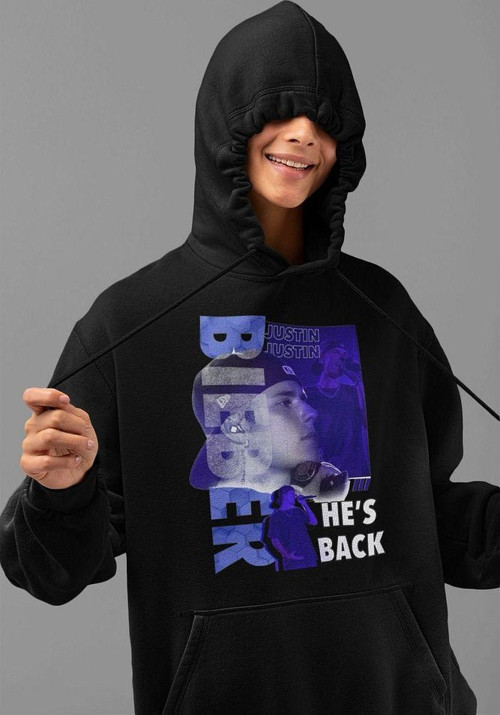 Justin Bieber He Is Back Yazılı Unisex Oversize Hoodie