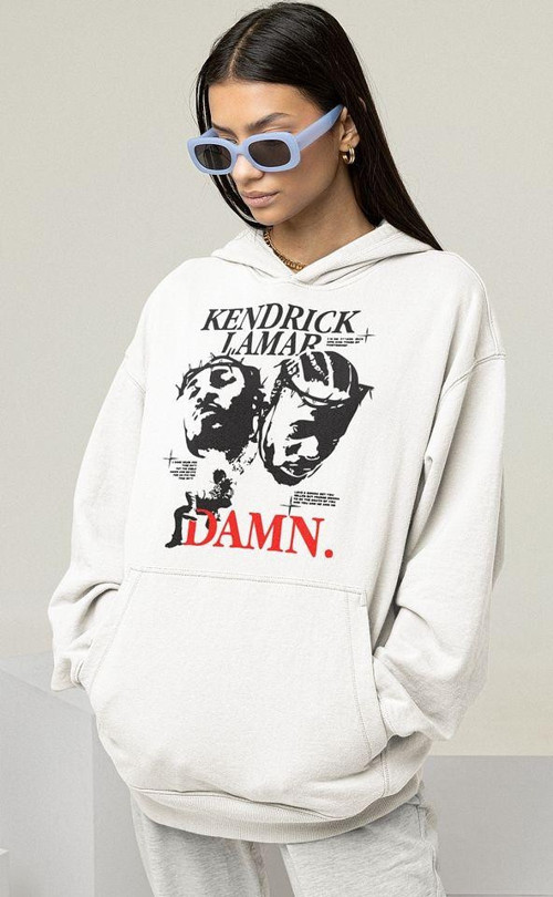 Kendrick Lamar Damn Baskılı Unisex Oversize Rapper Hoodie