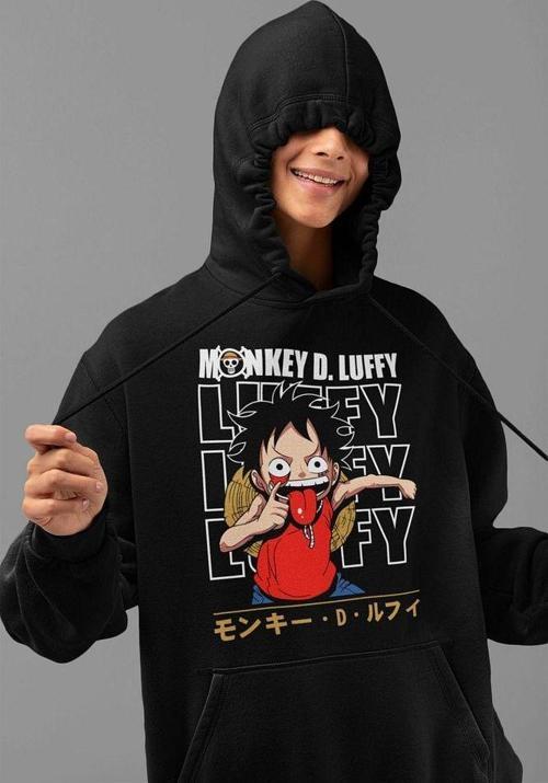 Monkey D. Luffy Baskılı Unisex Oversize Anime Çizgi Film Hoodie
