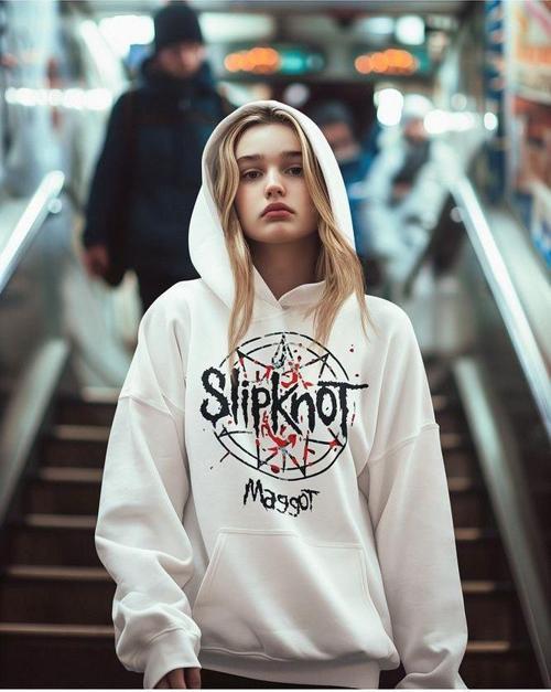 Slipknot Maggot Yazılı Unisex Oversize Rock Metal Hoodie