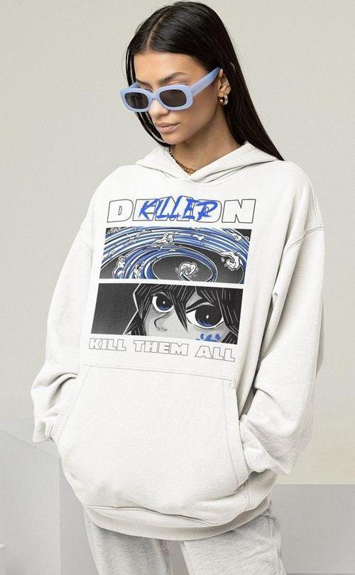 Demon Killer Baskılı Unisex Oversize Kill Them All Anime Hoodie