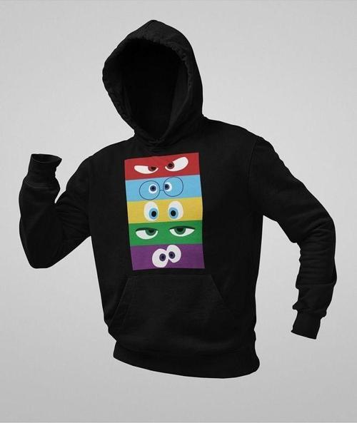Ters Yüz Çizgi Film Baskılı Unisex Oversize Iınside Out Hoodie