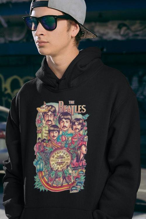 The Beatles Müzik Grubu Baskılı Unisex Oversize Hoodie