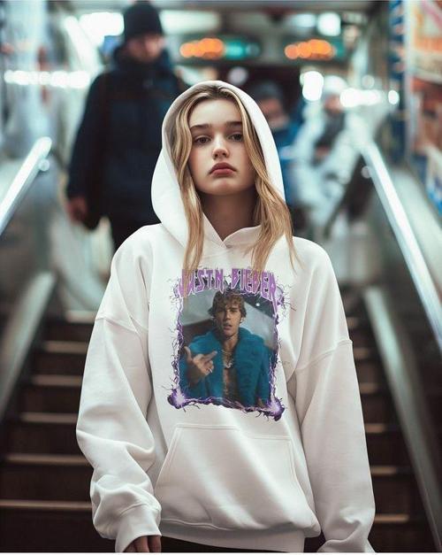 Şarkıcı Justin Bieber Baskılı Unisex Oversize Hoodie