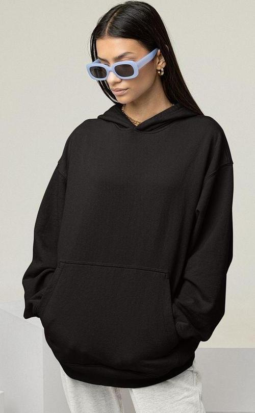 Oversize Unisex Baskısız Basic Hoodie