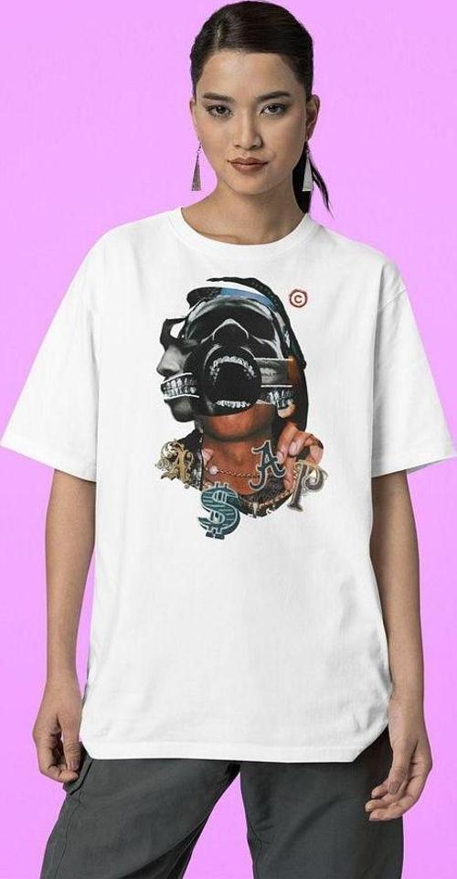 Travis Scott Tasarım Baskılı Unisex Rapper Tişört, Oversize Rap Tişört