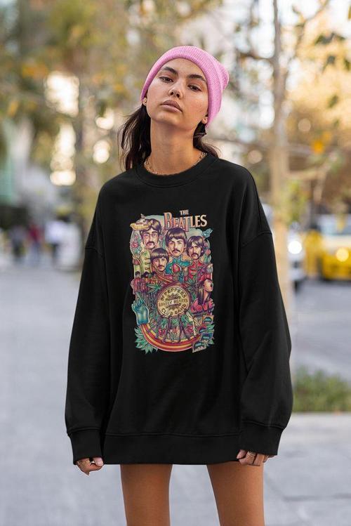 The Beatles Müzik Grubu Baskılı Unisex Oversize Sweatshirt