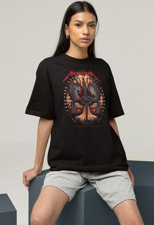 Tasarım Metallica Rock Metal Müzik Grubu Baskılı Unisex Oversize Tişört